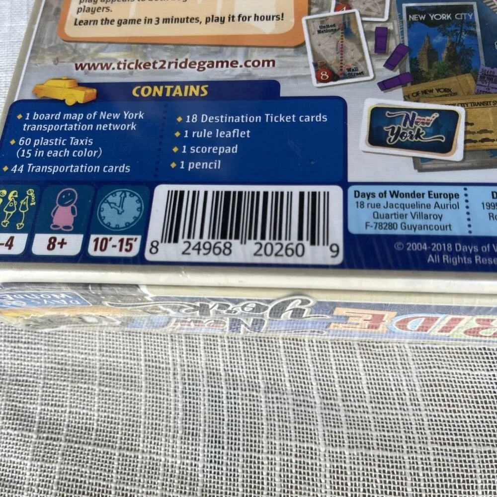 Days of Wonder Ticket‎ To Ride New York Game *NEW* Sealed